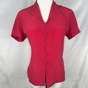 Vintage Monsoon Pink Silk Blouse Italian Summer Euro Chic Minimal Romantic Top